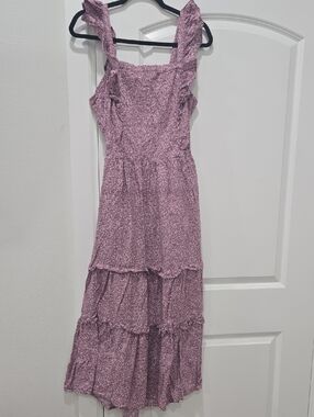 Universal Thread Dusty Lavender Ruffle-Strap Tiered Maxi Dress